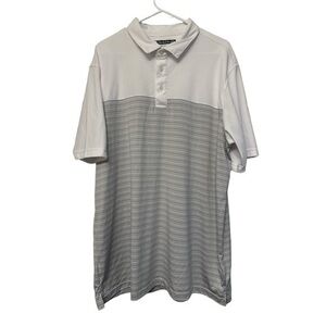 Men's Pebble Beach Dry-Luxe Perform S/S Golf Polo Gray Stripe Size XXL EUC #7388